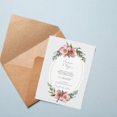 Blush Pink Floral Oval Wedding Invitation 招待状