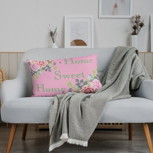 Blush pink Floral peonies Trendy Girly アクセントクッション