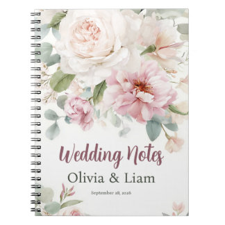 Blush Pink Floral Personalized Wedding Planner ノートブック