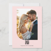 Blush Pink Floral Photo and QR Code Wedding 招待状 (裏面)