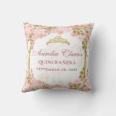 Blush Pink Floral Princess Gold Arch Quinceanera クッション (裏面)