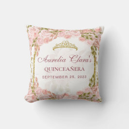 Blush Pink Floral Princess Gold Arch Quinceanera クッション