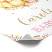 Blush Pink Floral Pumpkin Baby Shower Welcome Sign ポスター (角)