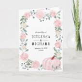 Blush Pink Floral Pumpkin QR Code Wedding 招待状 (正面)