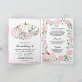 Blush Pink Floral Pumpkin QR Code Wedding 招待状 (内部)