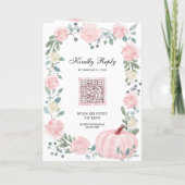 Blush Pink Floral Pumpkin QR Code Wedding 招待状 (裏面)