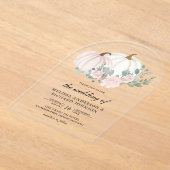 Blush Pink Floral Pumpkin Wedding アクリル招待状 (レイダウン)