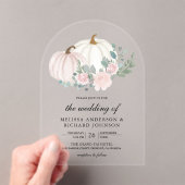 Blush Pink Floral Pumpkin Wedding アクリル招待状 (インサイチュ (ポータブル))