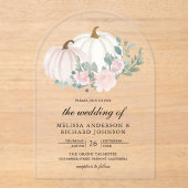 Blush Pink Floral Pumpkin Wedding アクリル招待状 (正面)