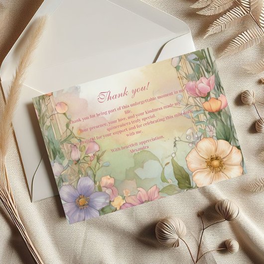 Blush Pink Floral Quinceanera Celebration ポストカード