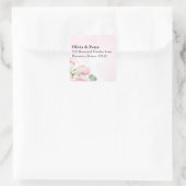 Blush Pink Floral Return Address Label スクエアシール (バッグ)