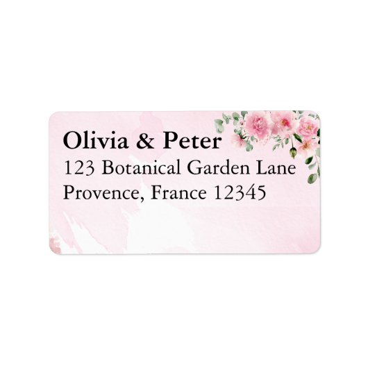 Blush Pink Floral Return Address Label ラベル (正面)