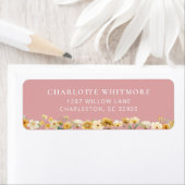 Blush Pink Floral Return Address Label ラベル (インサイチュ)