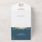 Blush Pink Floral Rose Garland Dusty Blue Wedding オールインワン招待状 (外側)