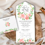 Blush Pink Floral Rose Garland Wedding オールインワン招待状<br><div class="desc">Amaze your guests with this elegant wedding invite featuring beautiful flowers and modern typography. Simply add your event details on this easy-to-use template to make it a one-of-a-kind invitation.</div>