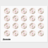 Blush Pink Floral Rose Gold 50th Birthday Stickers ラウンドシール (シート)