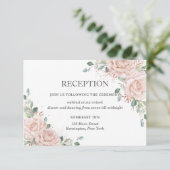 Blush Pink Floral Rose Gold Wedding Reception エンクロージャーカード (スタンド正面)