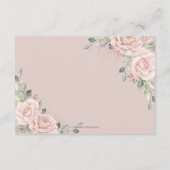 Blush Pink Floral Rose Gold Wedding Reception エンクロージャーカード (裏面)