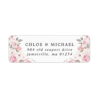 Blush Pink Floral Rustic Wedding Return Address