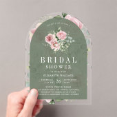 Blush Pink Floral Sage Green Bridal Shower アクリル招待状 (インサイチュ (ポータブル))