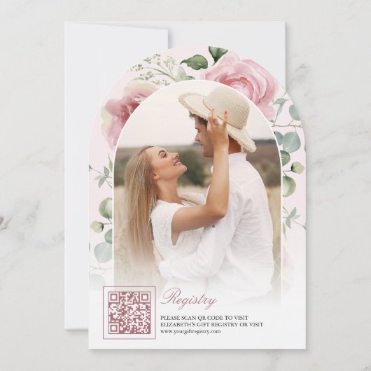 Blush Pink Floral Sage Green Bridal Shower 招待状 (裏面)