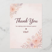 Blush Pink Floral Thank You Card | Modern Elegant  箔シーズンカード (正面)