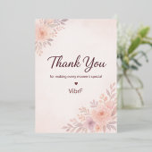 Blush Pink Floral Thank You Card | Modern Elegant  箔シーズンカード (立ち正面)