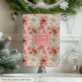 Blush Pink Floral Towel Elegant Monogram Wedding バスタオルセット