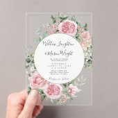 Blush Pink Floral Watercolor Wedding アクリル招待状 (インサイチュ (ポータブル))