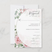 Blush Pink Floral Watercolor Wedding 出欠カード (正面)