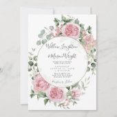 Blush Pink Floral Watercolor Wedding 招待状 (正面)
