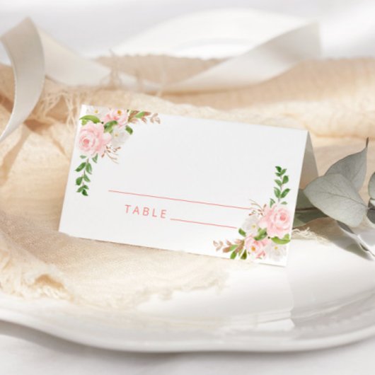 Blush pink floral Watercolor wedding place cards
