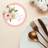 Blush Pink Floral Wedding Coaster ラウンドペーパーコースター