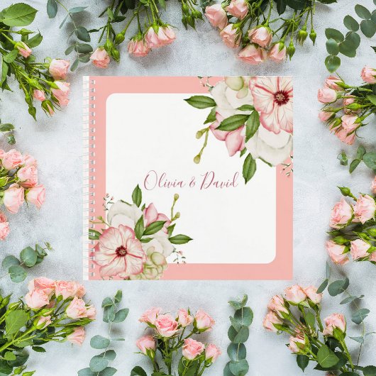 Blush Pink Floral Wedding Guest Book ノートブック