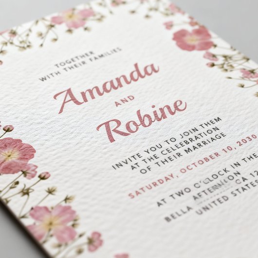 Blush Pink Floral Wedding Invitation 招待状