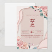 Blush Pink Floral Wedding Invitation | Elegant 招待状 (正面/裏面)