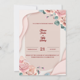 Blush Pink Floral Wedding Invitation | Elegant 招待状