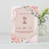 Blush Pink Floral Wedding Invitation | Elegant 招待状 (スタンド正面)