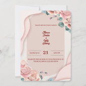 Blush Pink Floral Wedding Invitation | Elegant 招待状 (正面)
