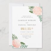 Blush Pink Floral Wedding Invitation with Elegant  招待状 (正面)
