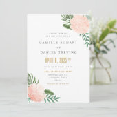 Blush Pink Floral Wedding Invitation with Elegant  招待状 (スタンド正面)