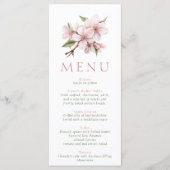 Blush Pink Floral Wedding Menu Card メニュー (正面)