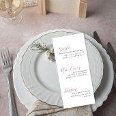 Blush Pink Floral Wedding Menu Card メニュー