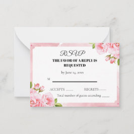 Blush Pink Floral Wedding RSVP Card ノートカード