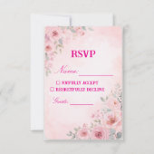 "Blush Pink Floral Wedding RSVP Card Response Card (正面)
