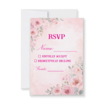 "Blush Pink Floral Wedding RSVP Card Response Card