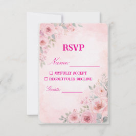 "Blush Pink Floral Wedding RSVP Card Response Card