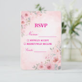 "Blush Pink Floral Wedding RSVP Card Response Card (スタンド正面)