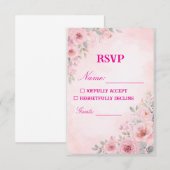 "Blush Pink Floral Wedding RSVP Card Response Card (正面/裏面)