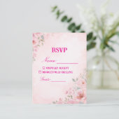 "Blush Pink Floral Wedding RSVP Card Response Card ポストカード (スタンド正面)